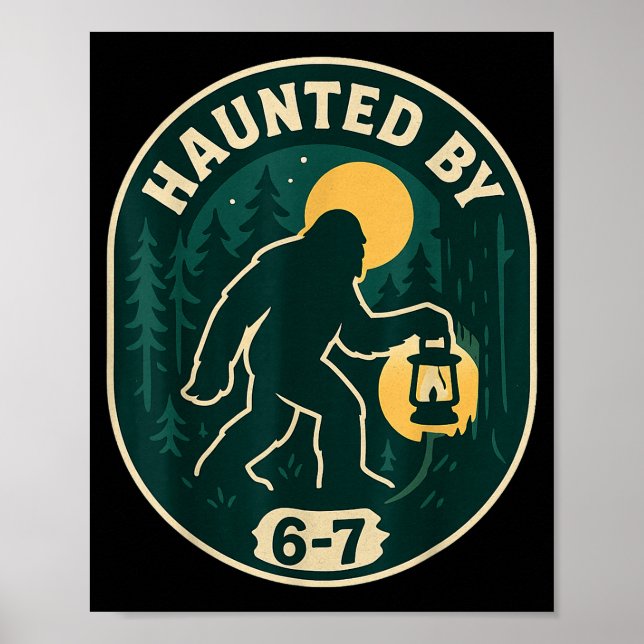 Póster Haunted By 6-7 Bigfoot Lantern Halloween Badge  (Frente)