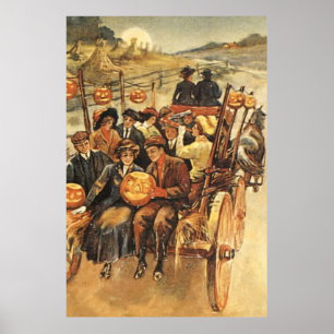 Póster Haunted Hayride Jack O' Lantern Pumpkin Moon