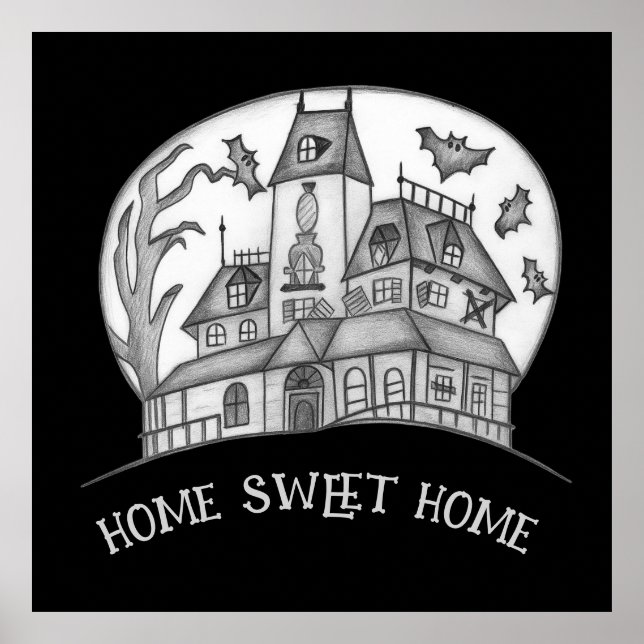 Póster Haunted House and Bats Halloween  (Frente)