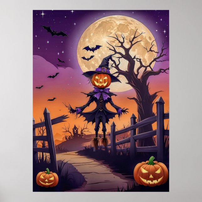 Póster Haunted Pumpkin Path under Glowing Moon Poster (Frente)