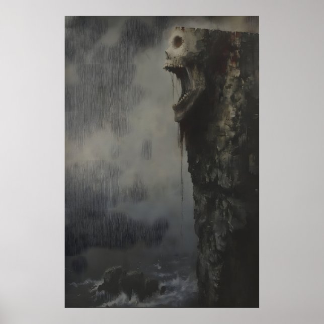 Póster Haunting Cliff Skull Art Printable, Gothic (Frente)