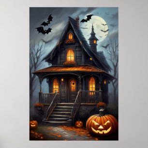 Póster Haunts iluminados por luna, Poster de Halloween