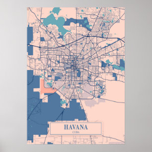 Póster Havana - Cuba Breezy City Map 