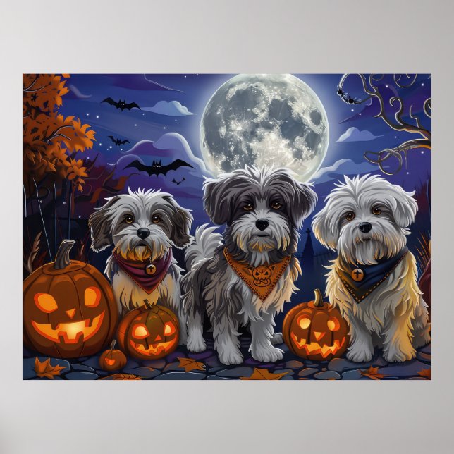 Póster Havanese Halloween Espeluznante (Frente)