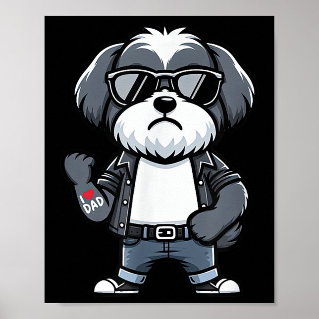 Póster Havanese I love Dad Funny Dog Tattoo (Frente)
