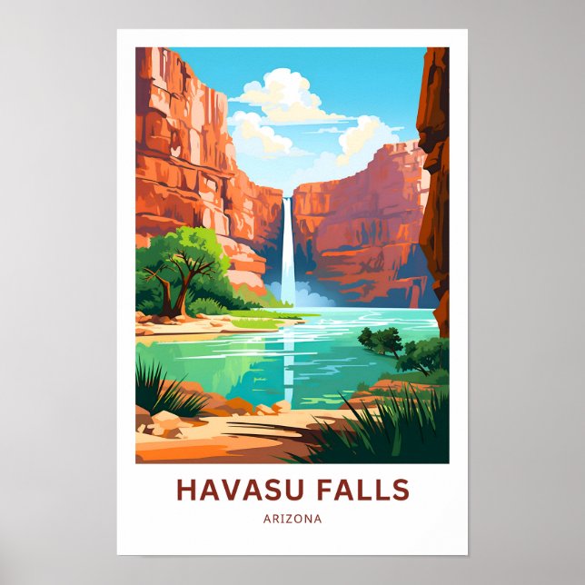 Póster Havasu cae en la imprenta de viaje de Arizona (Frente)