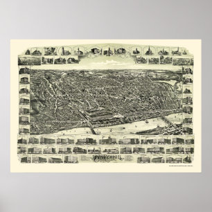 Póster Haverhill, mapa panorámico de las MAMÁES - 1893