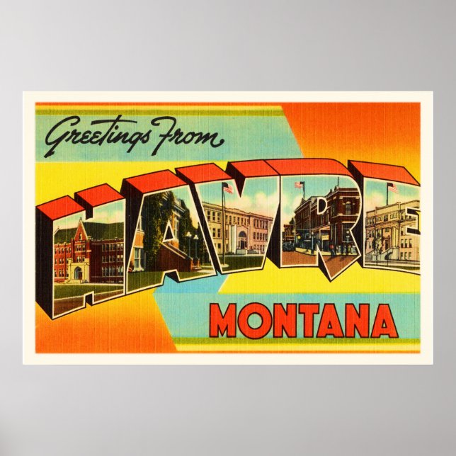 Póster Havre Montana MT Old Vintage Travel Souvenir (Frente)