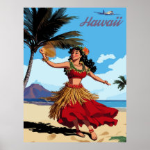 Hawái, chica bailando hula en la playa, viaje
