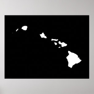 Póster Hawái en Blanco y Negro