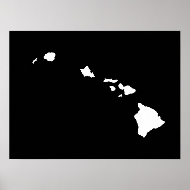 Póster Hawái en Blanco y Negro (Frente)