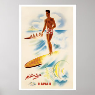 Póster Hawái Estado Unidos de América Viajes Antiguos