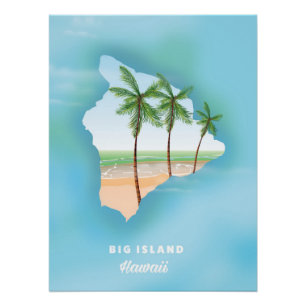 Póster Hawái isla grande