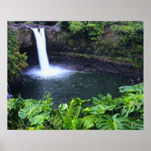 Póster Hawái, Isla Grande, Hilo, Cataratas del Arcoíris,