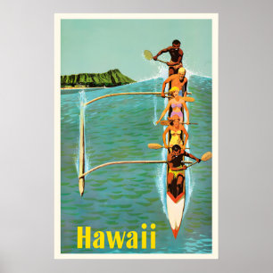 Póster Hawái Océano Pacífico EE. UU. Estados Unidos Vinta