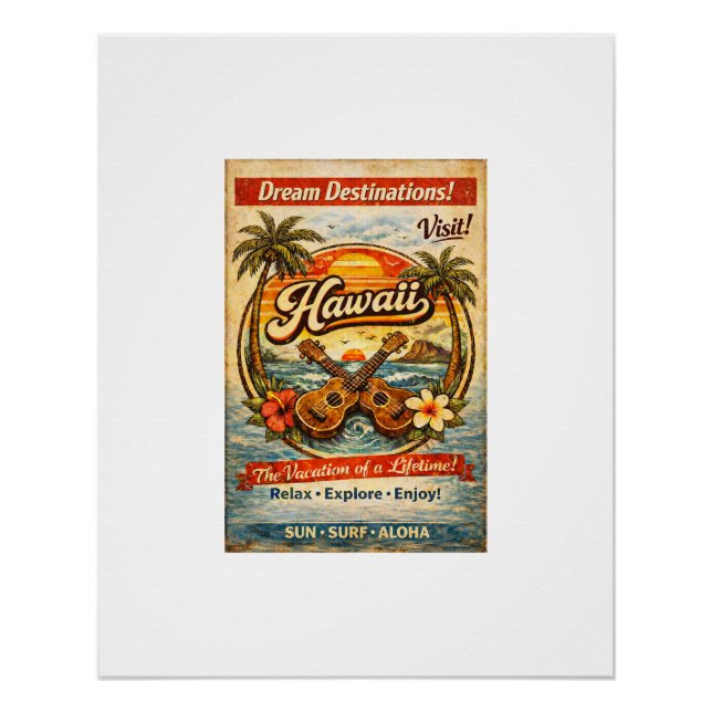 Póster Hawái & Ukelele (Anverso)