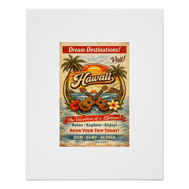Póster Hawái & Ukelele (Anverso)