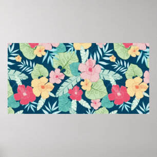 Póster hawaiano vintage de verano tropical sin fisuras