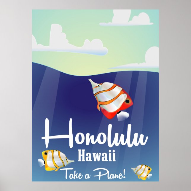 Póster Hawaii, afiche de viaje del Personalizado honolulu (Frente)