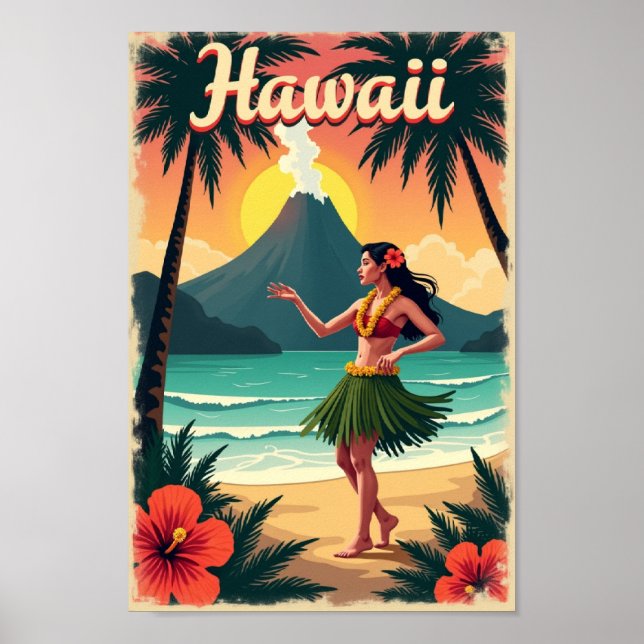 Póster Hawaii Aloha Adventure – Retro Island Escape (Frente)