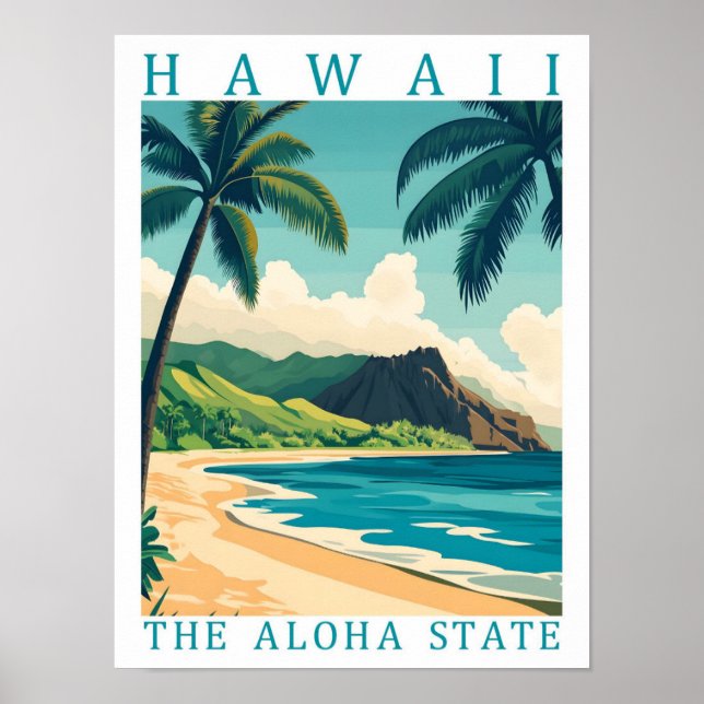 Póster Hawaii - Aloha State USA Travel Place (Frente)