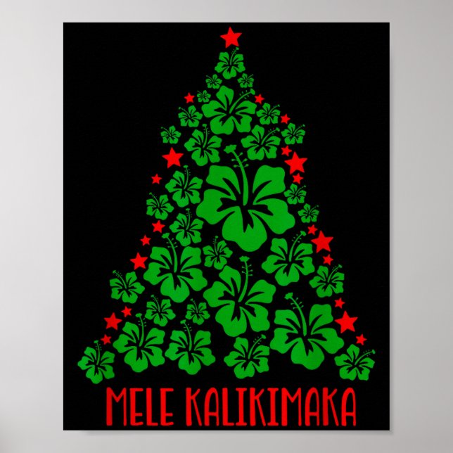 Póster Hawaii Christmas Mele Kalikimaka Floral Christmas  (Frente)