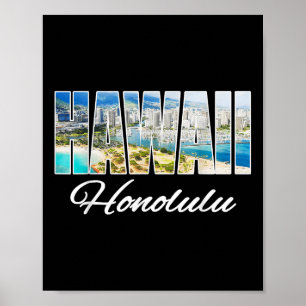 Póster Hawaii Honolulu Tee Beach Hawaii