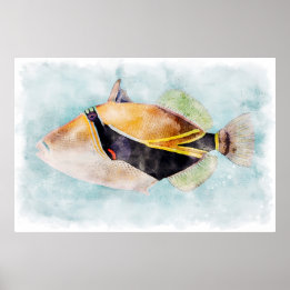 Póster Hawaii Humuhumunukunukuapuaa desencadena pesca Haw