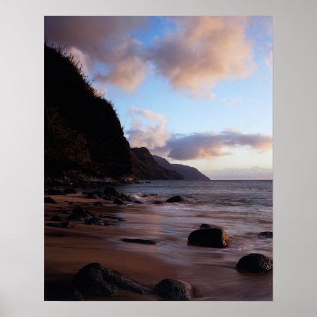 Póster Hawaii, Kauai, Vista de la costa de Na Pali desde  (Frente)