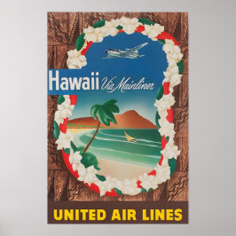 Póster Hawaii Painting Hawaiian Art Print United Travel P