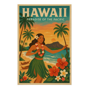 Póster Hawaii - Paraíso del Pacífico