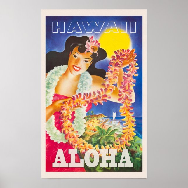 Póster Hawaii Vintage Travel Poster (Frente)