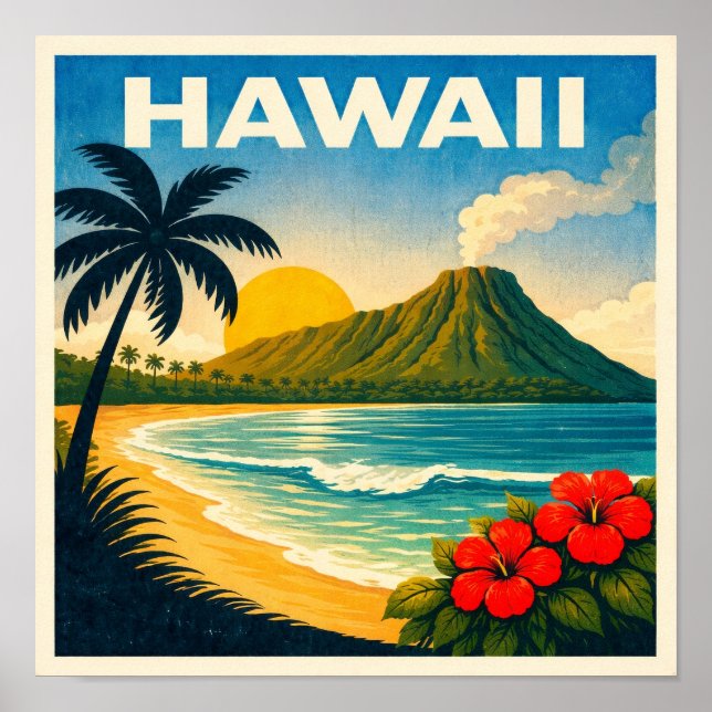 Póster Hawaii Vintage Travel Poster (Frente)