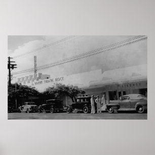 Póster Hawaii - Vista del bloque de Teatro Waikiki