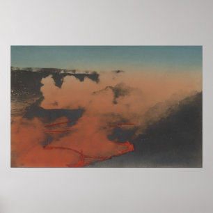 Póster Hawaii - vista del volcán de Kilauea en la ha
