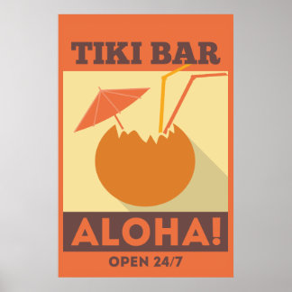 Póster Hawaiian Aloha Tiki Bar