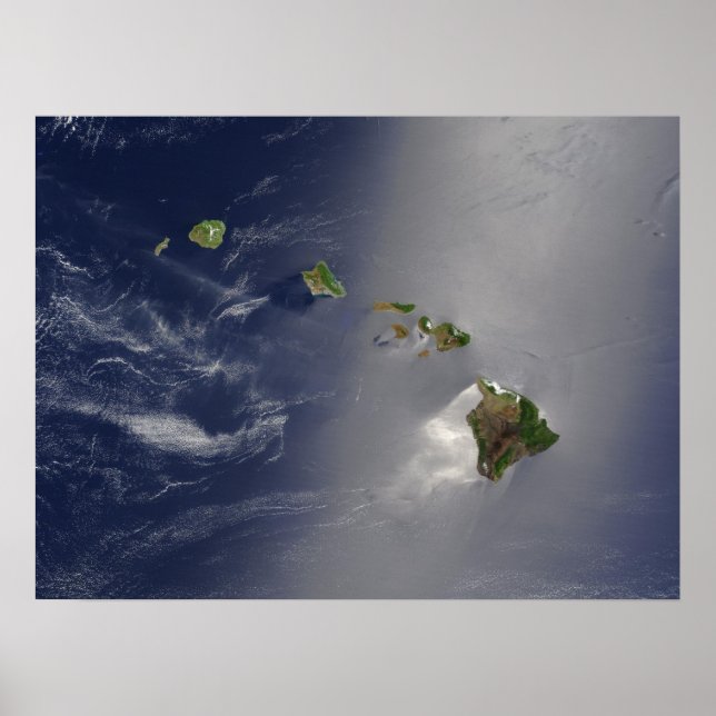 Póster Hawaiian Islands Satellite View (Frente)