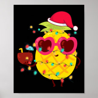 Póster Hawaiian Summer Tropical Xmas Pineapple Christmas