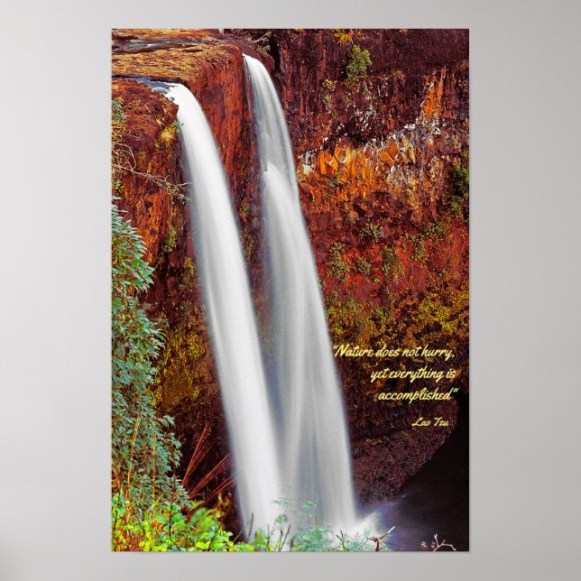 Póster Hawaiian Waterfall With Lao Tzu Quote (Frente)