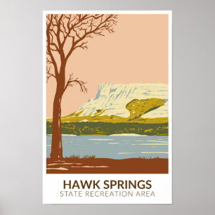 Póster Hawk Springs State Recreation Area Wyoming Antiguo