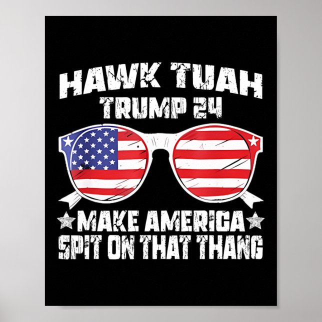 Póster Hawk Tuah Divertido Chica de video de memes de hum (Frente)