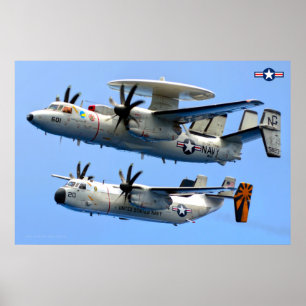 Póster Hawkeye E-2C y Greyhound C-2