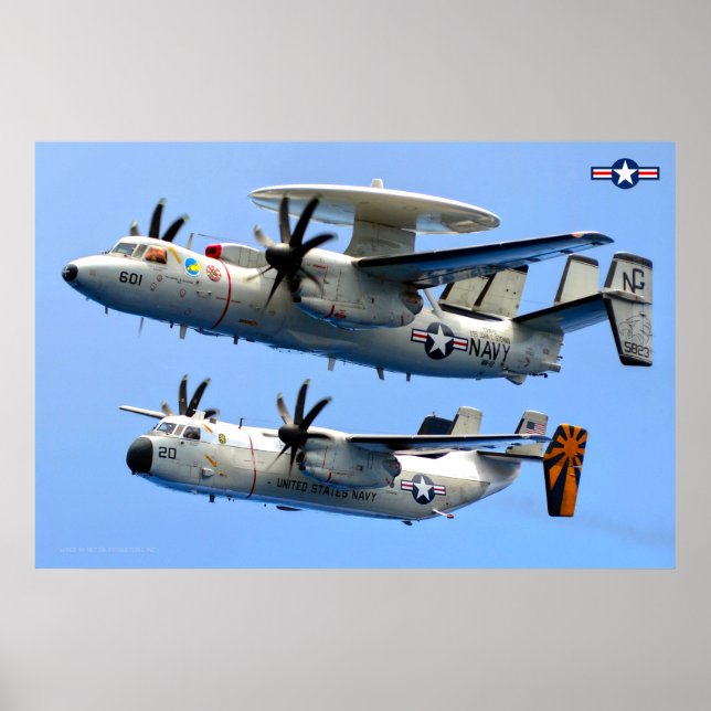 Póster Hawkeye E-2C y Greyhound C-2 (Frente)