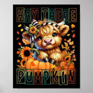 Póster Hay Calabaza Estilo Retro Vaca Alta Para Caer