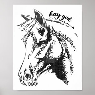 Póster Hay Chica de época. Espectáculo de caballos saltan