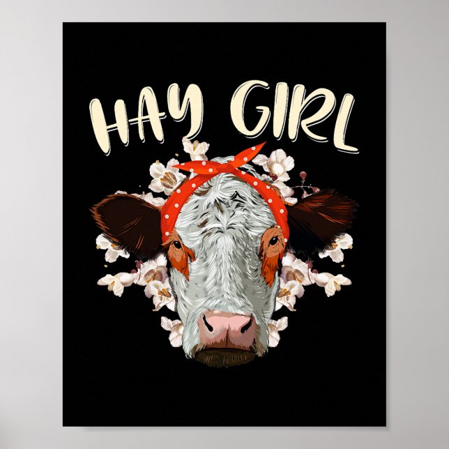 Póster Hay Girl Heifer Farmer Cow Bandana (Frente)