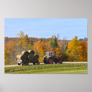 Póster Hay Hauling en Vermont en otoño