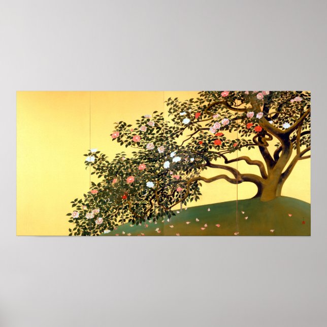 Póster Hayami Gyoshū Camellia Blossoms (Frente)
