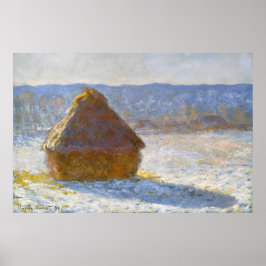 Póster Haystack en la mañana, efecto Nieve-Claude Monet