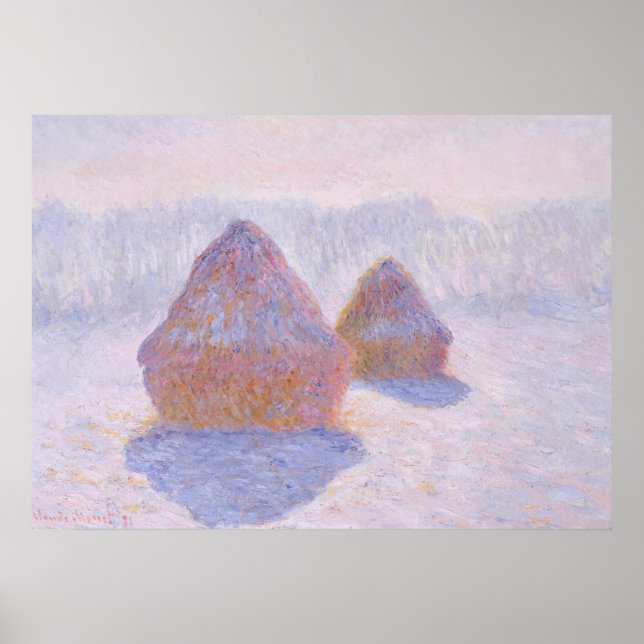 Póster Haystacks de Claude Monet (Frente)
